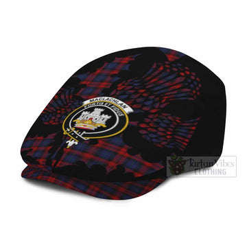 MacLachlan (McLachlan) Tartan Family Crest Flat Cap, Jeff Cap Scotland Thistle Floral