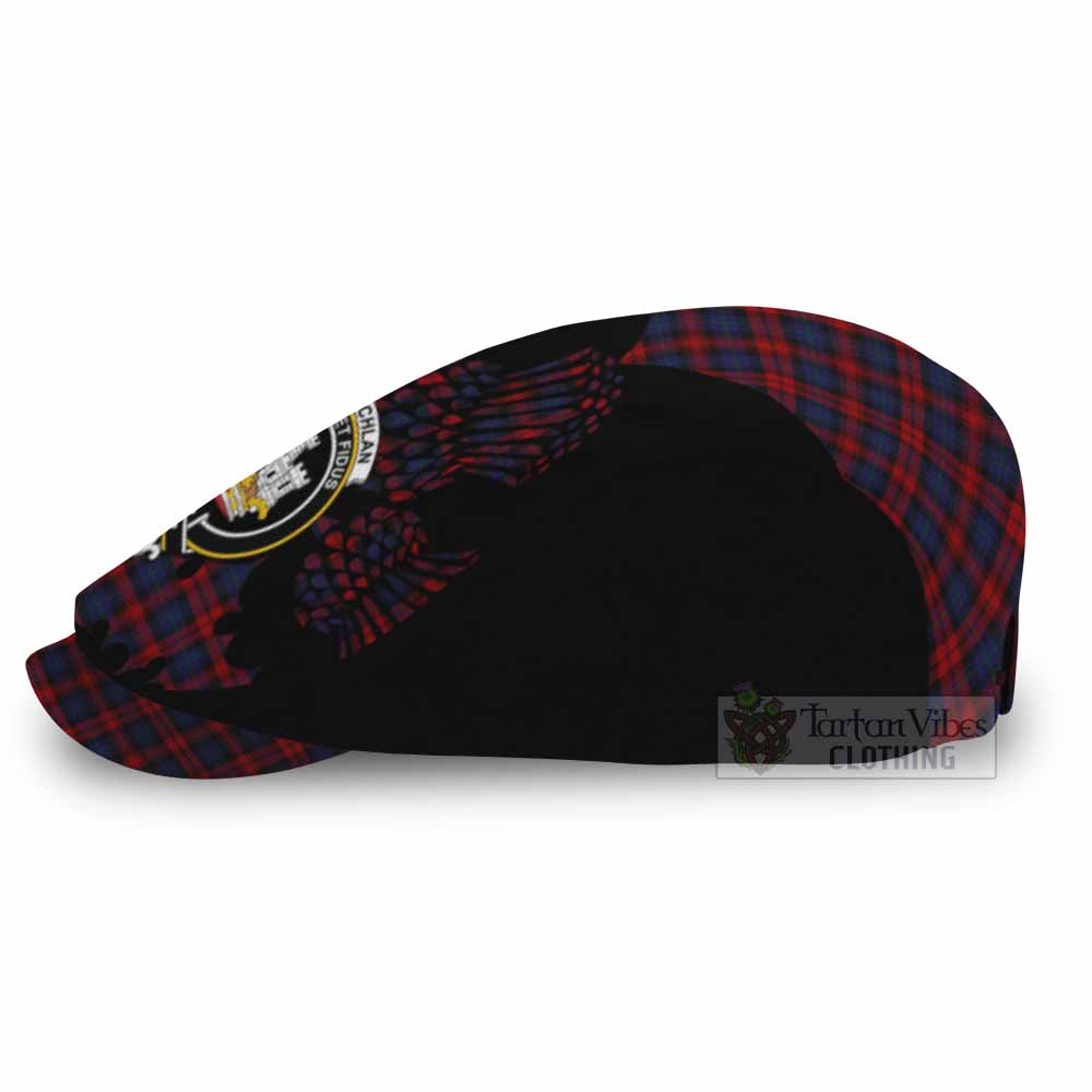 MacLachlan (McLachlan) Tartan Family Crest Flat Cap, Jeff Cap Scotland Thistle Floral