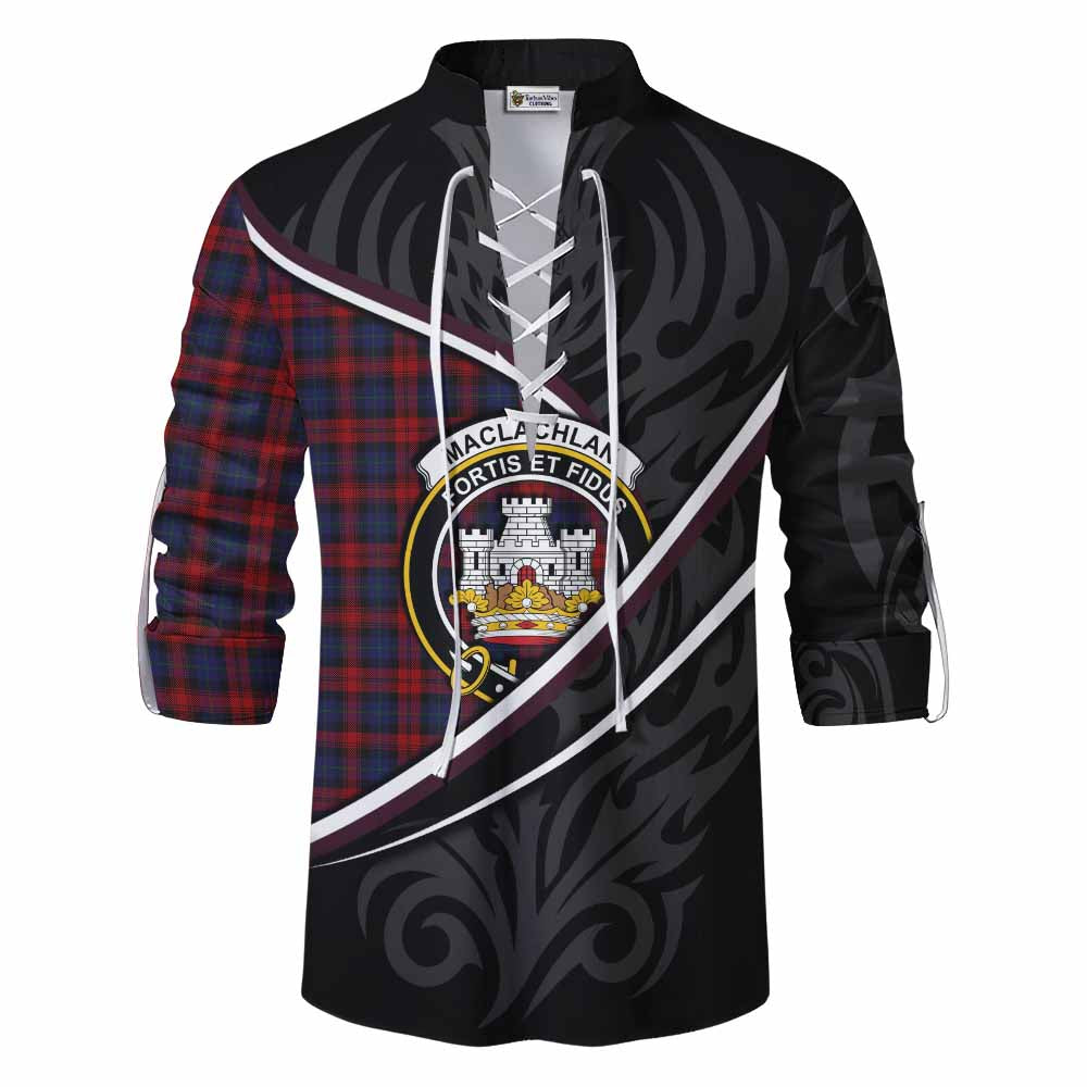 MacLachlan (McLachlan) Tartan Family Crest Ghillie Kilt Shirt Celtic Scottish Thistle Floral - Tartan Vibes Clothing