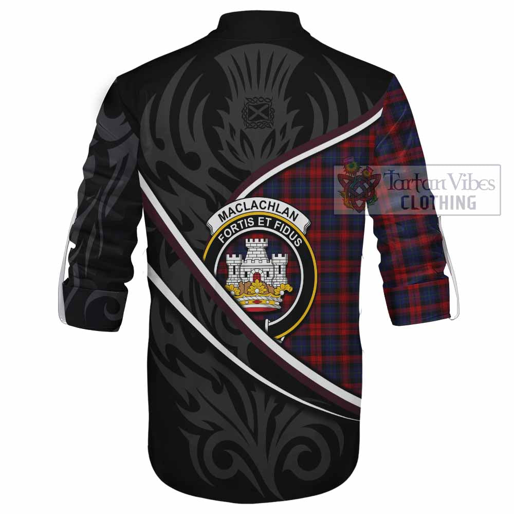 MacLachlan (McLachlan) Tartan Family Crest Ghillie Kilt Shirt Celtic Scottish Thistle Floral - Tartan Vibes Clothing
