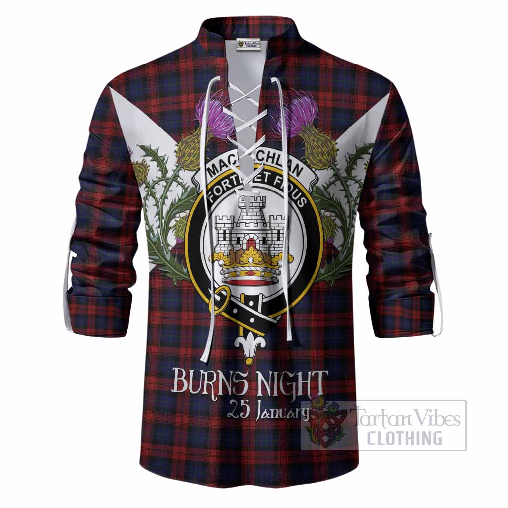 MacLachlan (McLachlan) Tartan Family Crest Ghillie Shirt Scottish Burns Night Thistle Floral