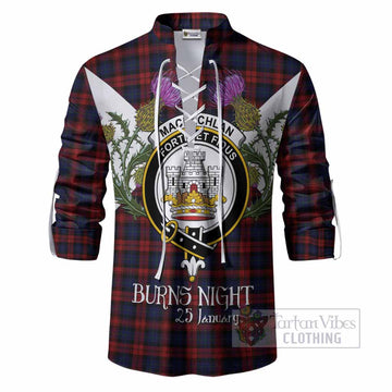 MacLachlan (McLachlan) Tartan Family Crest Ghillie Shirt Scottish Burns Night Thistle Floral