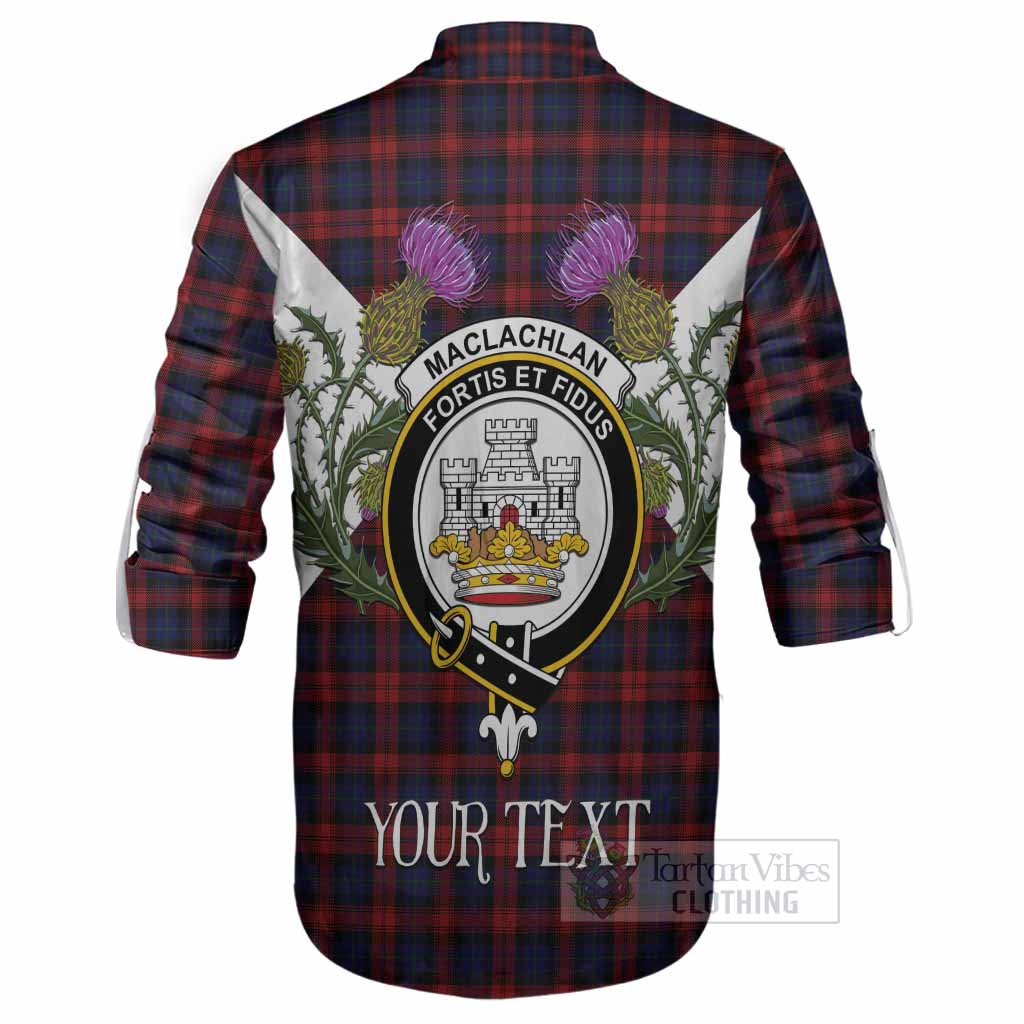 MacLachlan (McLachlan) Tartan Family Crest Ghillie Shirt Scottish Burns Night Thistle Floral