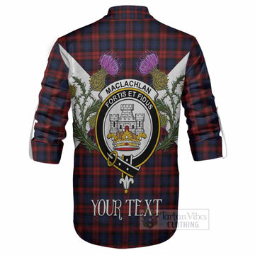 MacLachlan (McLachlan) Tartan Family Crest Ghillie Shirt Scottish Burns Night Thistle Floral