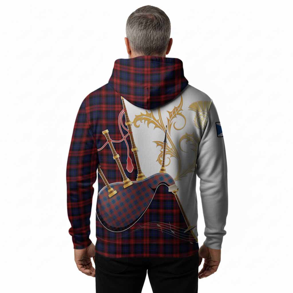 MacLachlan (McLachlan) Tartan Family Crest Hoodie Bagpipes with Scottish Thistle