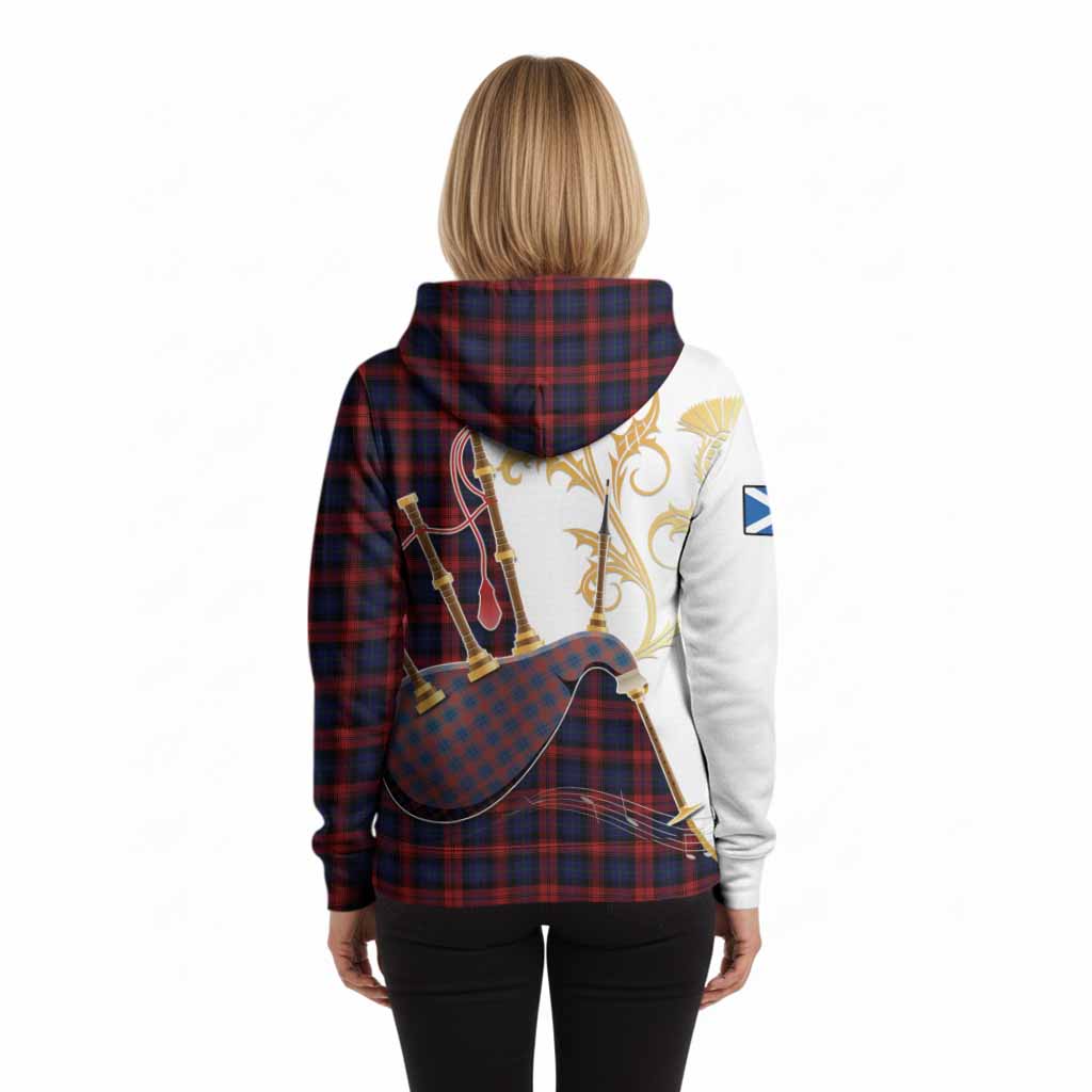 MacLachlan (McLachlan) Tartan Family Crest Hoodie Bagpipes with Scottish Thistle