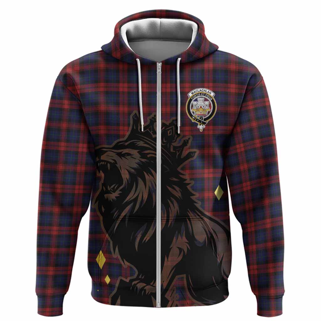 MacLachlan (McLachlan) Tartan Family Crest Hoodie Crowned Lion Roaring