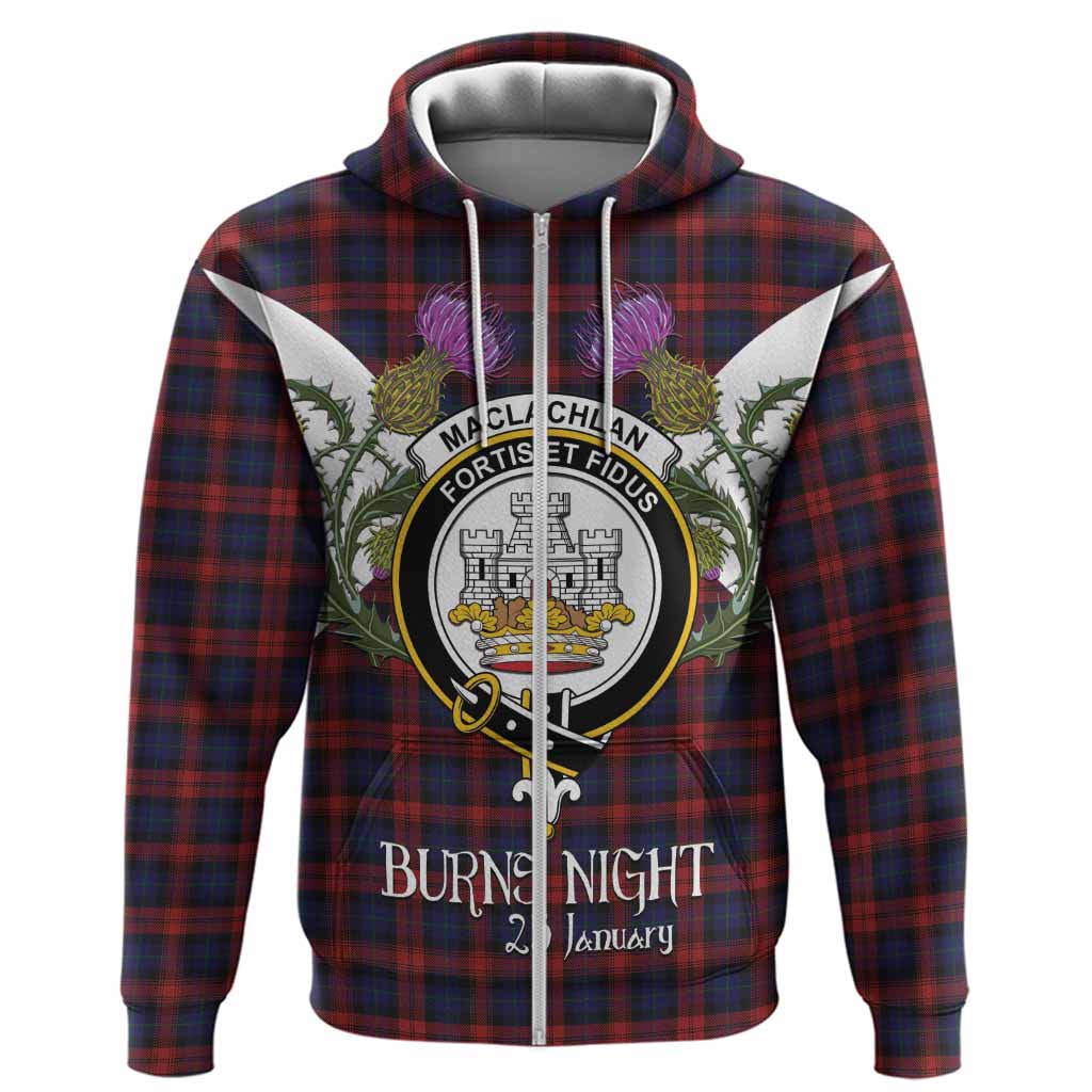 MacLachlan (McLachlan) Tartan Family Crest Hoodie Scottish Burns Night Thistle Floral