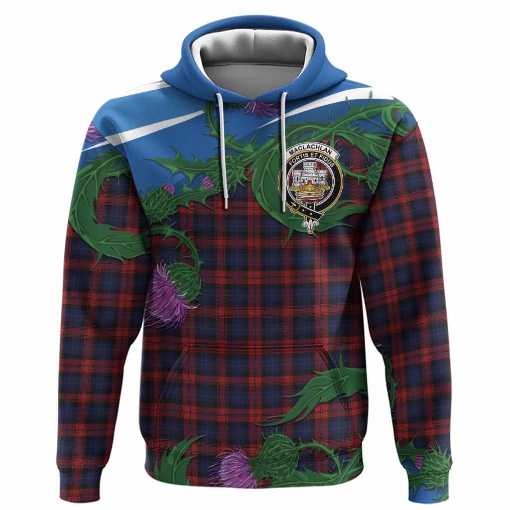 MacLachlan (McLachlan) Tartan Family Crest Hoodie Thistle in Minimalism