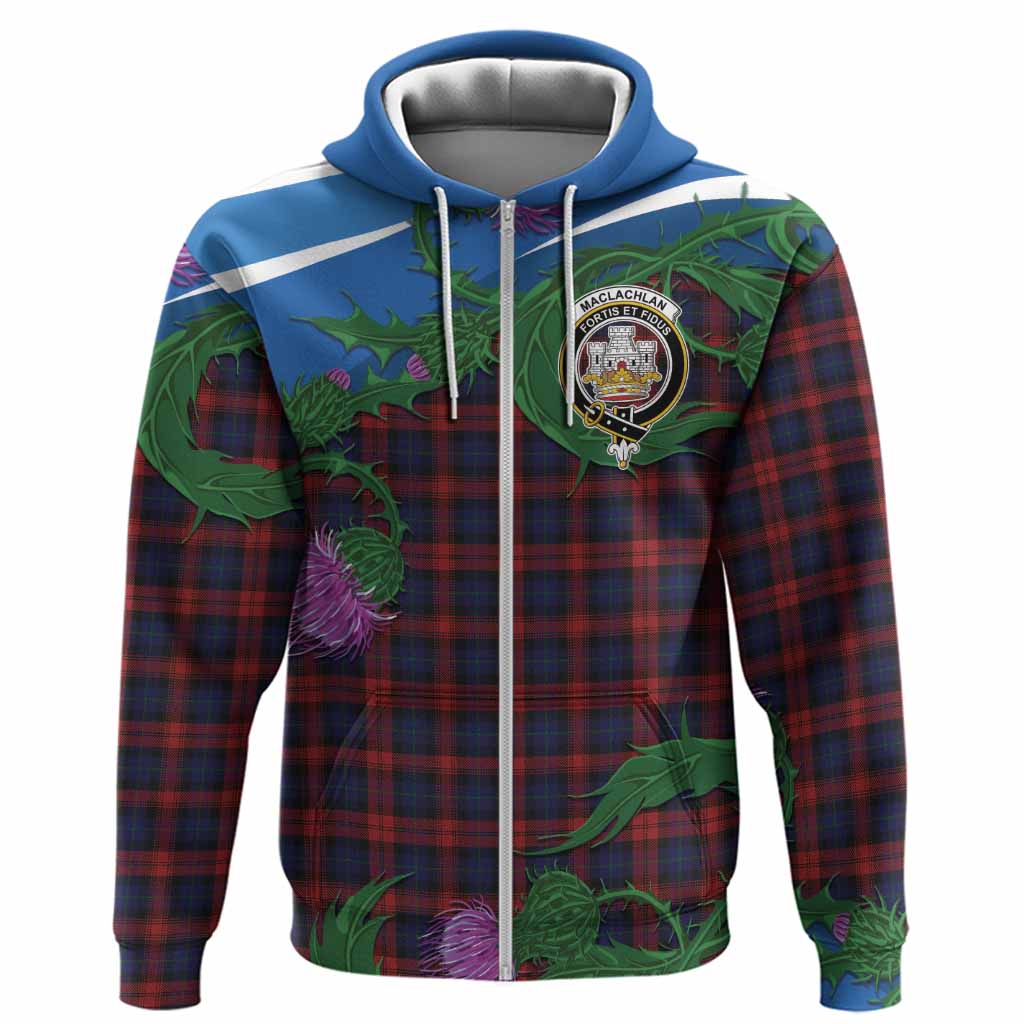 MacLachlan (McLachlan) Tartan Family Crest Hoodie Thistle in Minimalism