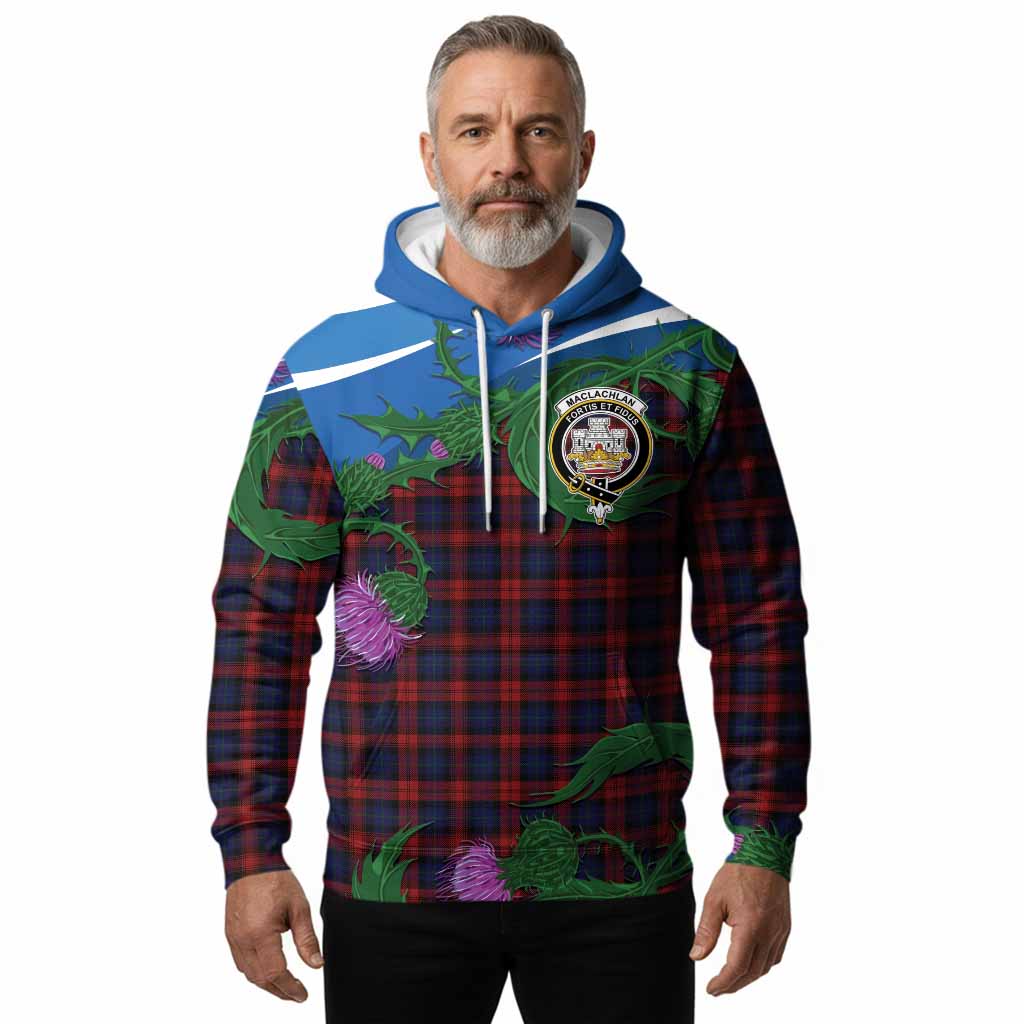 MacLachlan (McLachlan) Tartan Family Crest Hoodie Thistle in Minimalism