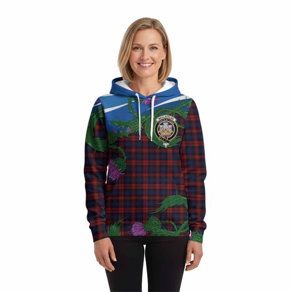 MacLachlan (McLachlan) Tartan Family Crest Hoodie Thistle in Minimalism