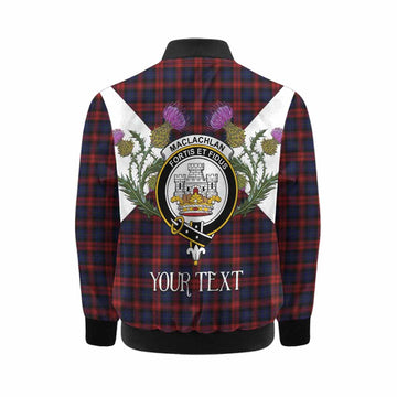 MacLachlan (McLachlan) Tartan Family Crest Kid Bomber Jacket Scottish Burns Night Thistle Floral