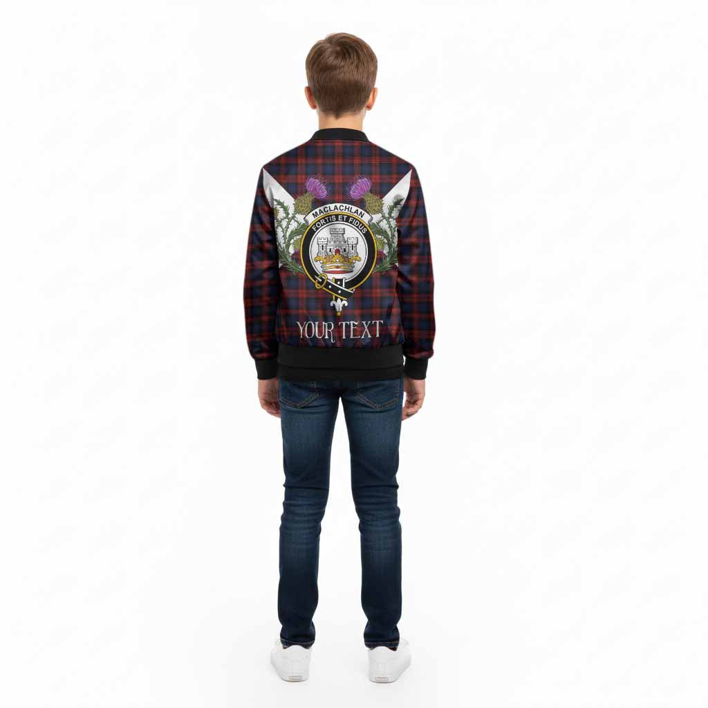 MacLachlan (McLachlan) Tartan Family Crest Kid Bomber Jacket Scottish Burns Night Thistle Floral