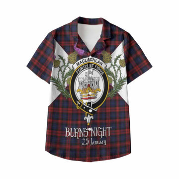 MacLachlan (McLachlan) Tartan Family Crest Kid Hawaiian Shirt Scottish Burns Night Thistle Floral