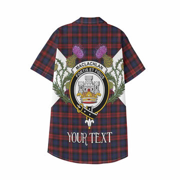MacLachlan (McLachlan) Tartan Family Crest Kid Hawaiian Shirt Scottish Burns Night Thistle Floral