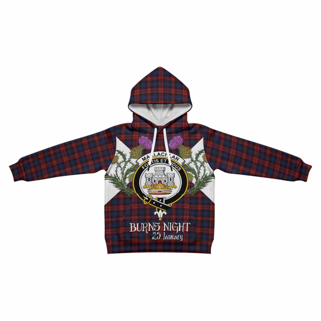 MacLachlan (McLachlan) Tartan Family Crest Kid Hoodie Scottish Burns Night Thistle Floral