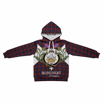 MacLachlan (McLachlan) Tartan Family Crest Kid Hoodie Scottish Burns Night Thistle Floral