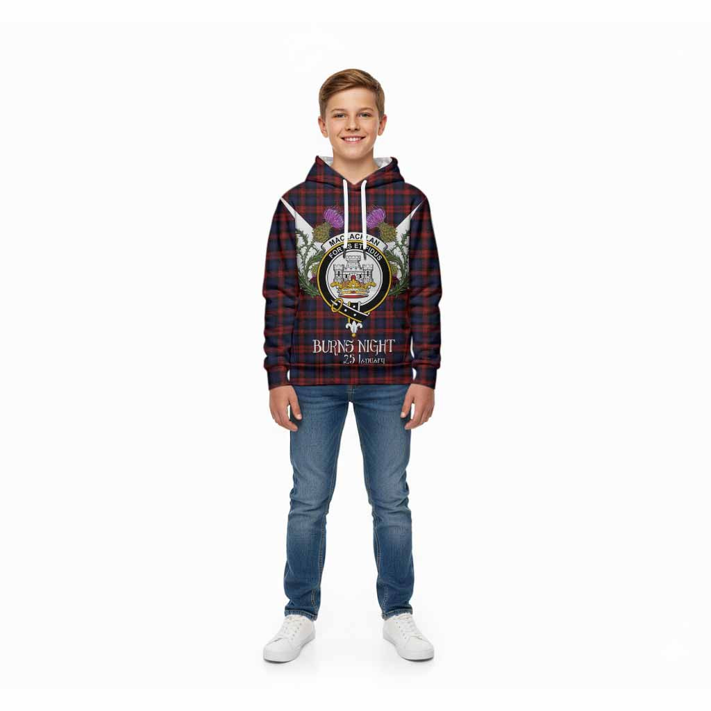 MacLachlan (McLachlan) Tartan Family Crest Kid Hoodie Scottish Burns Night Thistle Floral