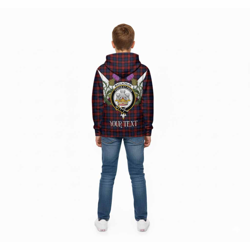 MacLachlan (McLachlan) Tartan Family Crest Kid Hoodie Scottish Burns Night Thistle Floral