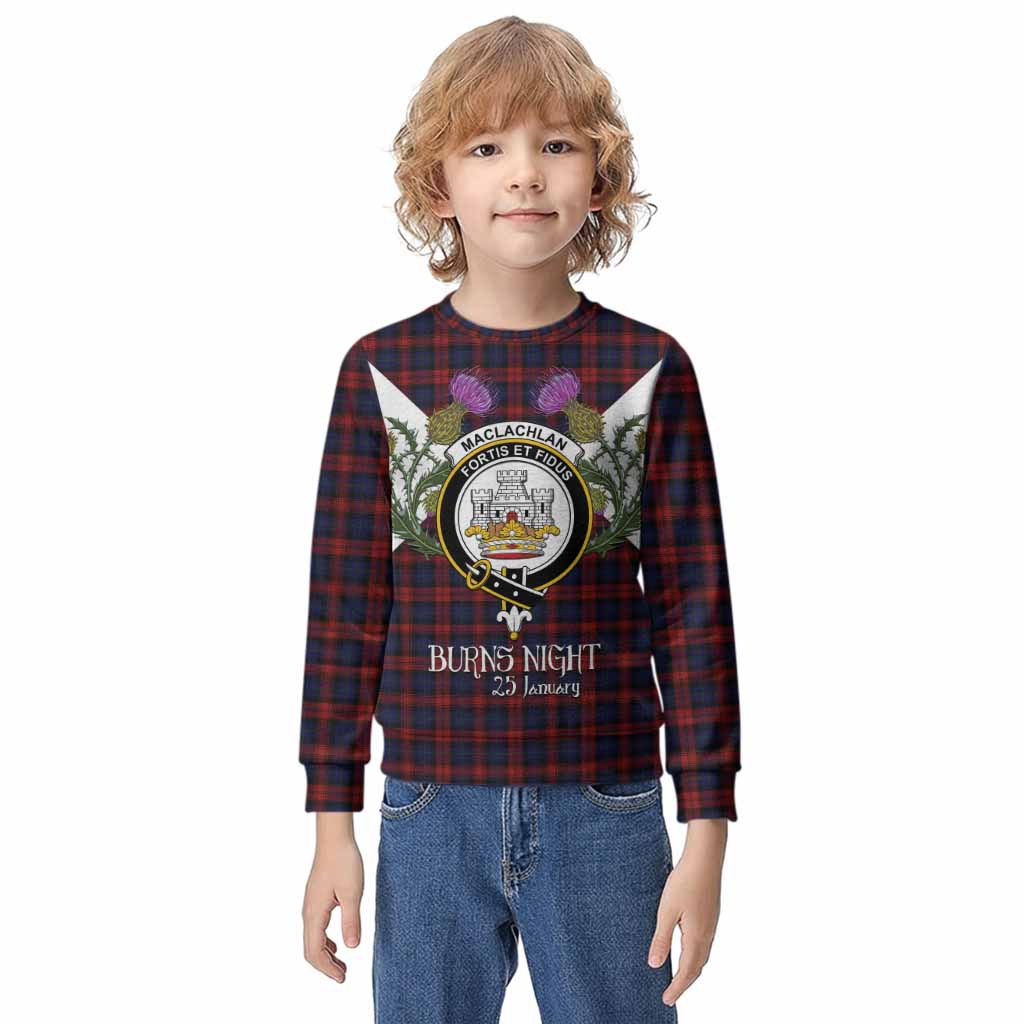 MacLachlan (McLachlan) Tartan Family Crest Kid Knitted Sweatshirt Scottish Burns Night Thistle Floral