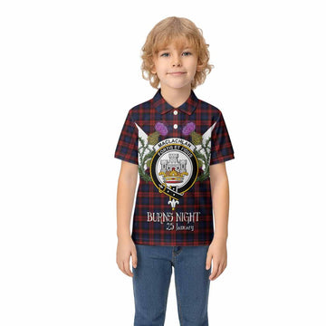 MacLachlan (McLachlan) Tartan Family Crest Kid Polo Shirt Scottish Burns Night Thistle Floral