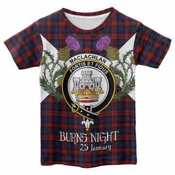 MacLachlan (McLachlan) Tartan Family Crest Kid T-shirt Scottish Burns Night Thistle Floral