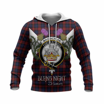 MacLachlan (McLachlan) Tartan Family Crest Knitted Hoodie Scottish Burns Night Thistle Floral