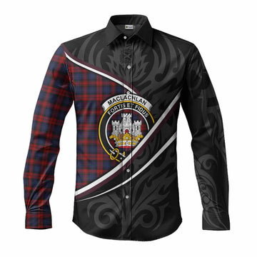 MacLachlan (McLachlan) Tartan Family Crest Long Sleeve Button Shirts Celtic Scottish Thistle Floral