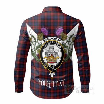 MacLachlan (McLachlan) Tartan Family Crest Long Sleeve Button Shirts Scottish Burns Night Thistle Floral