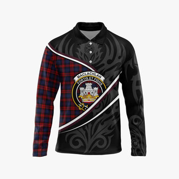 MacLachlan (McLachlan) Tartan Family Crest Long Sleeve Polo Shirt Celtic Scottish Thistle Floral