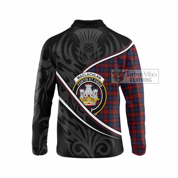 MacLachlan (McLachlan) Tartan Family Crest Long Sleeve Polo Shirt Celtic Scottish Thistle Floral