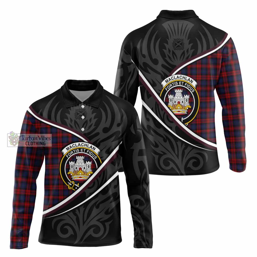 MacLachlan (McLachlan) Tartan Family Crest Long Sleeve Polo Shirt Celtic Scottish Thistle Floral - Tartan Vibes Clothing