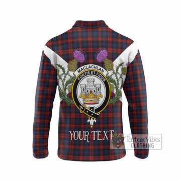 MacLachlan (McLachlan) Tartan Family Crest Long Sleeve Polo Shirt Scottish Burns Night Thistle Floral