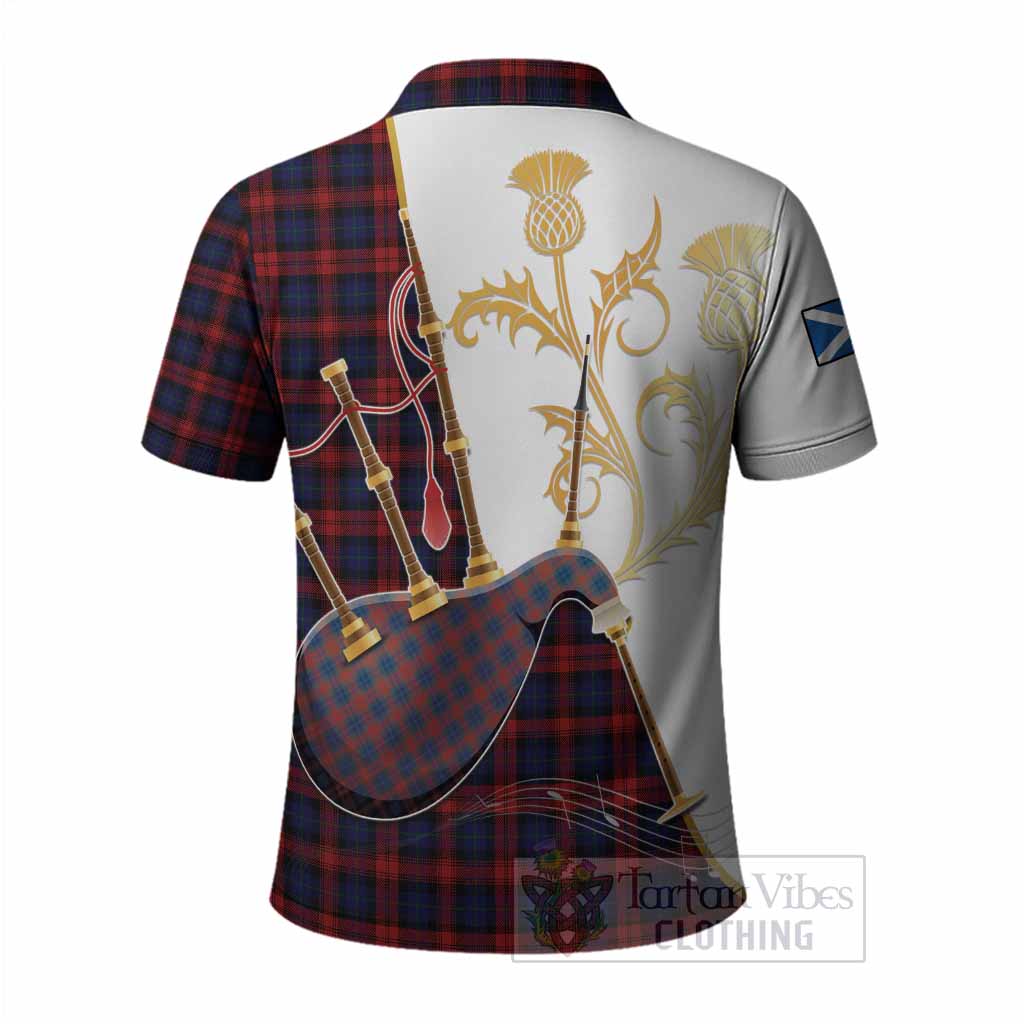MacLachlan (McLachlan) Tartan Family Crest Polo Shirt Bagpipes with Scottish Thistle