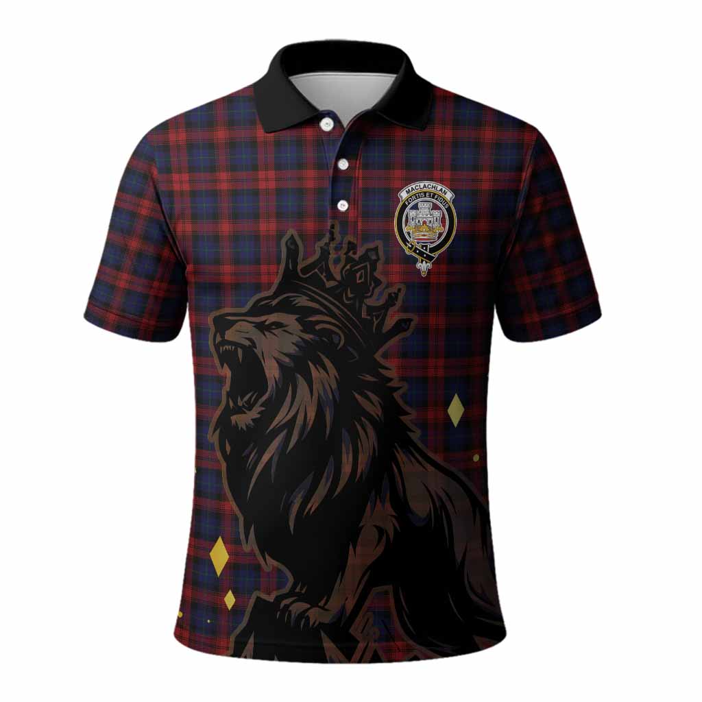 MacLachlan (McLachlan) Tartan Family Crest Polo Shirt Crowned Lion Roaring