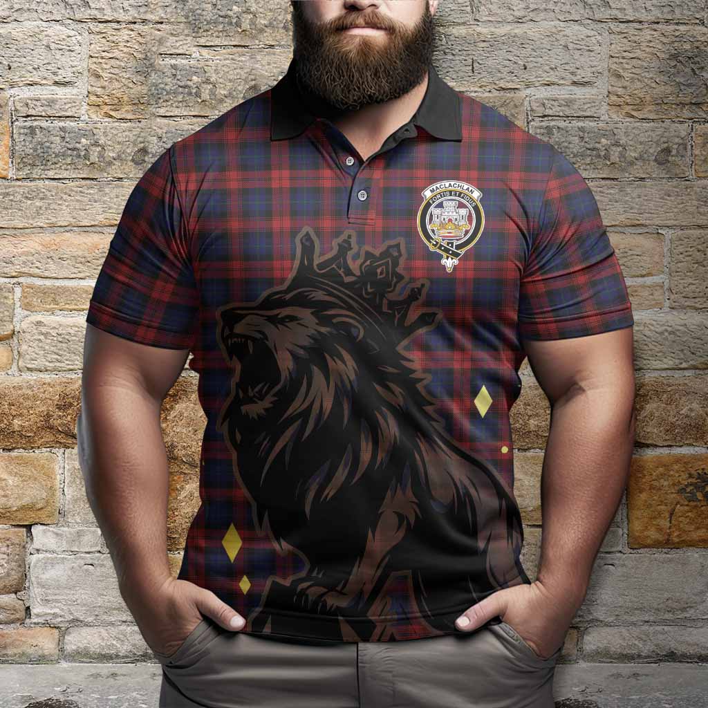 MacLachlan (McLachlan) Tartan Family Crest Polo Shirt Crowned Lion Roaring