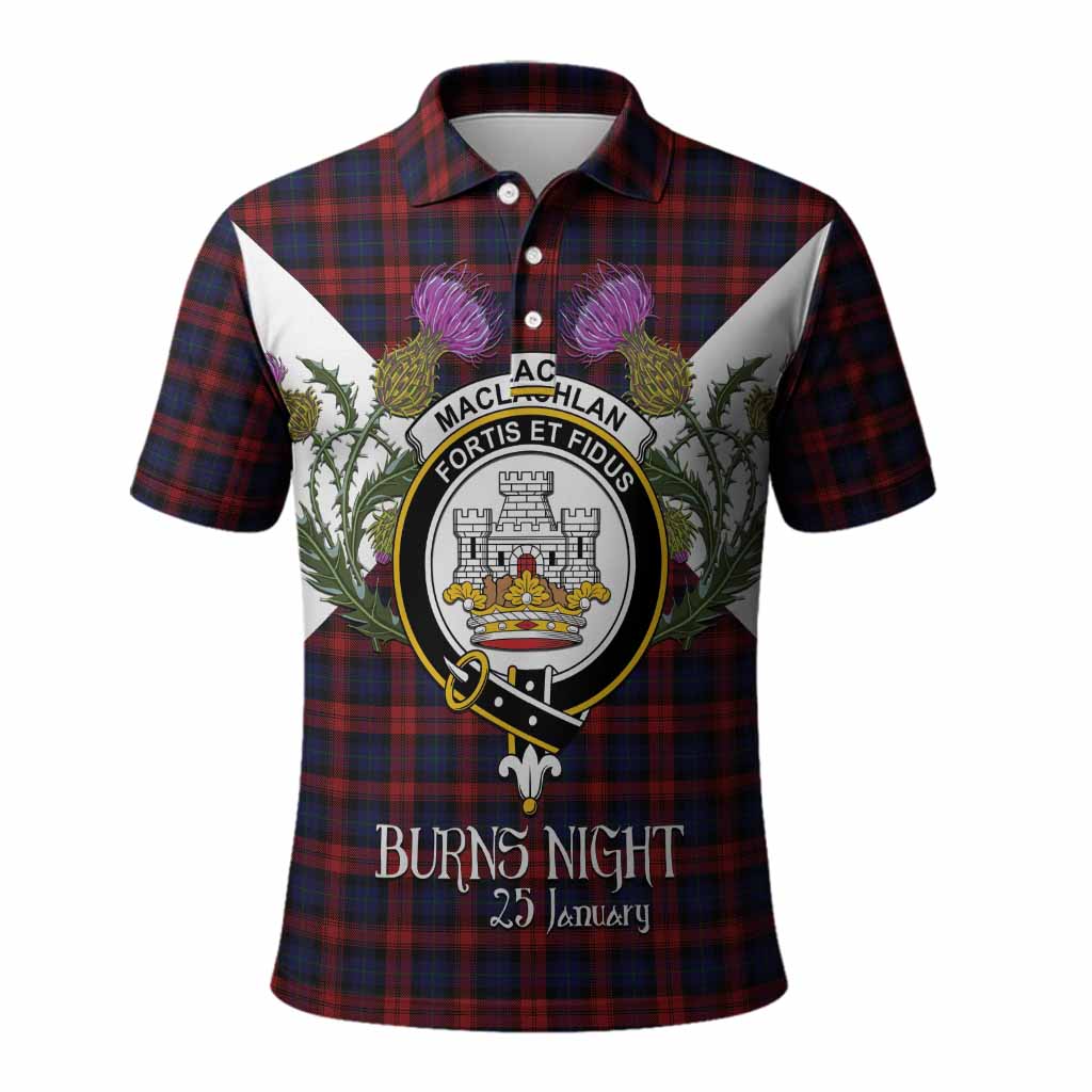 MacLachlan (McLachlan) Tartan Family Crest Polo Shirt Scottish Burns Night Thistle Floral