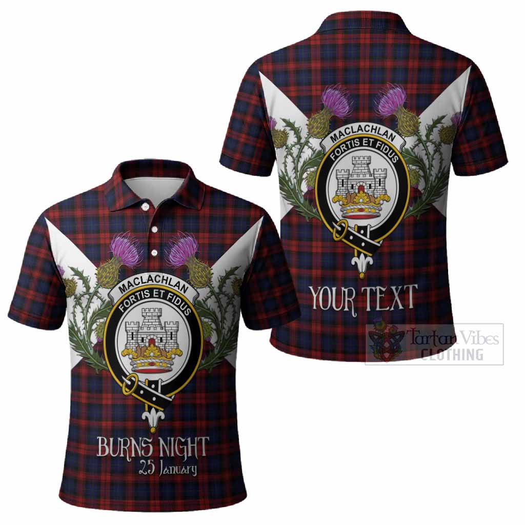 MacLachlan (McLachlan) Tartan Family Crest Polo Shirt Scottish Burns Night Thistle Floral