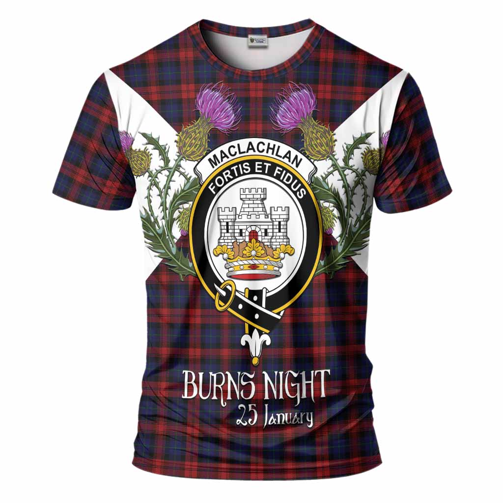 MacLachlan (McLachlan) Tartan Family Crest T-Shirt Scottish Burns Night Thistle Floral