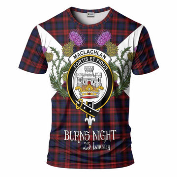 MacLachlan (McLachlan) Tartan Family Crest T-Shirt Scottish Burns Night Thistle Floral