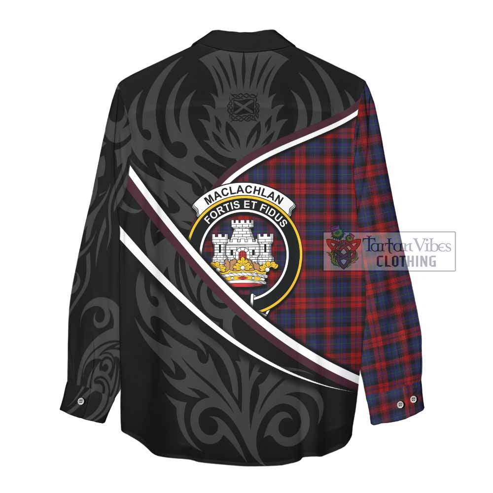 MacLachlan (McLachlan) Tartan Family Crest Women Casual Shirt Celtic Scottish Thistle Floral - Tartan Vibes Clothing