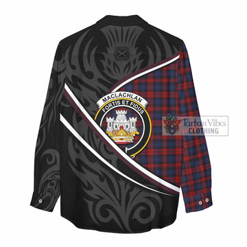 MacLachlan (McLachlan) Tartan Family Crest Women Casual Shirt Celtic Scottish Thistle Floral - Tartan Vibes Clothing