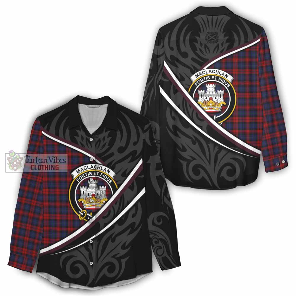 MacLachlan (McLachlan) Tartan Family Crest Women Casual Shirt Celtic Scottish Thistle Floral - Tartan Vibes Clothing