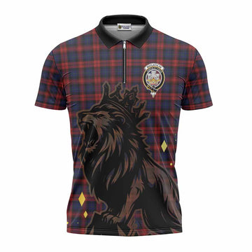 MacLachlan (McLachlan) Tartan Family Crest Zipper Polo Shirt Crowned Lion Roaring