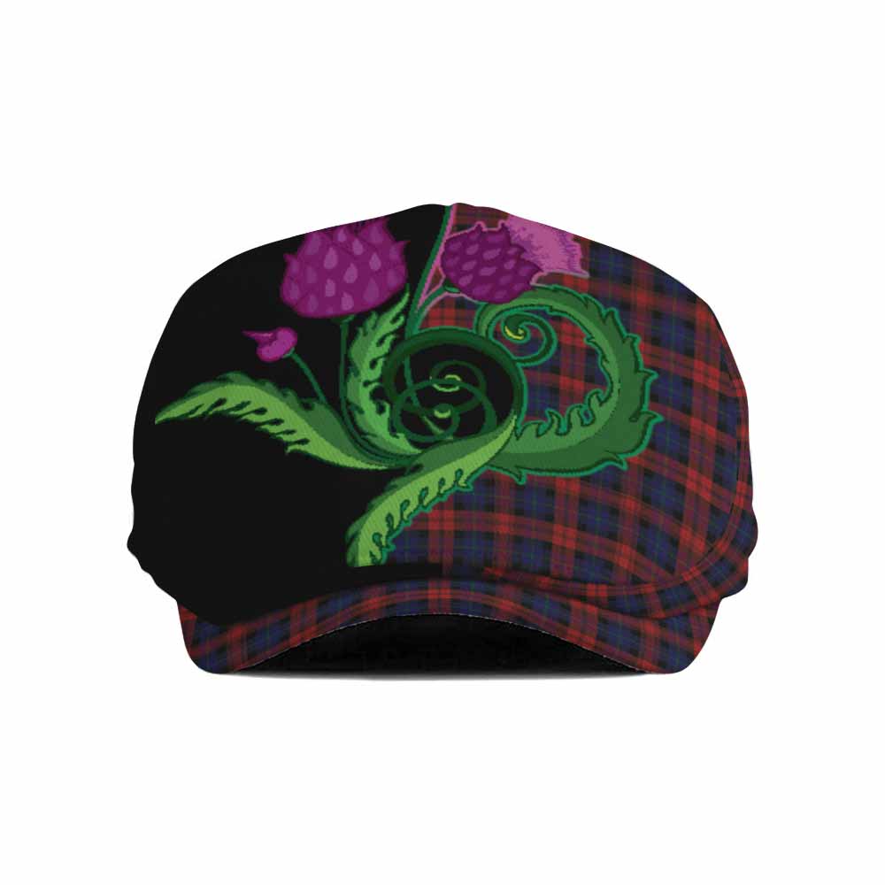 MacLachlan (McLachlan) Tartan Flat Cap, Jeff Cap Traditional Scottish Thistle