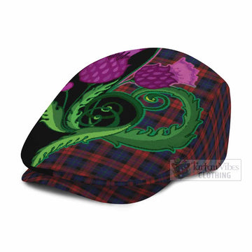 MacLachlan (McLachlan) Tartan Flat Cap, Jeff Cap Traditional Scottish Thistle