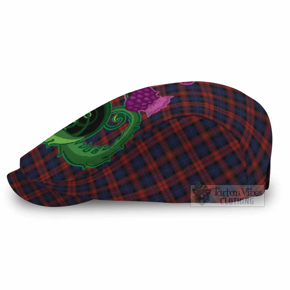 MacLachlan (McLachlan) Tartan Flat Cap, Jeff Cap Traditional Scottish Thistle
