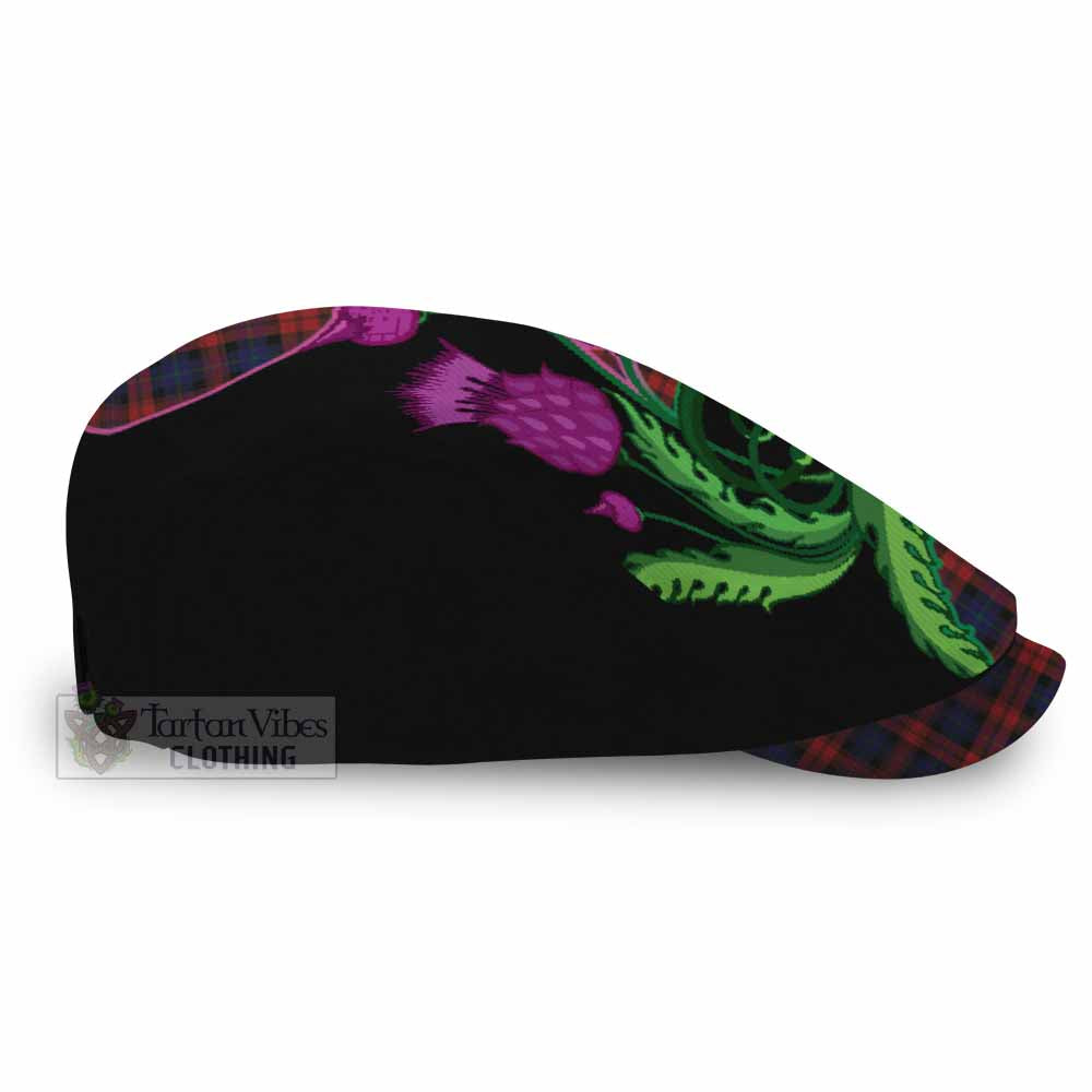 MacLachlan (McLachlan) Tartan Flat Cap, Jeff Cap Traditional Scottish Thistle