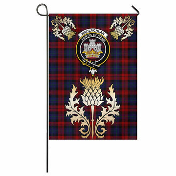 MacLachlan (McLachlan) Tartan Garden Flag with Golden Regal Scottish Thistle Emblem